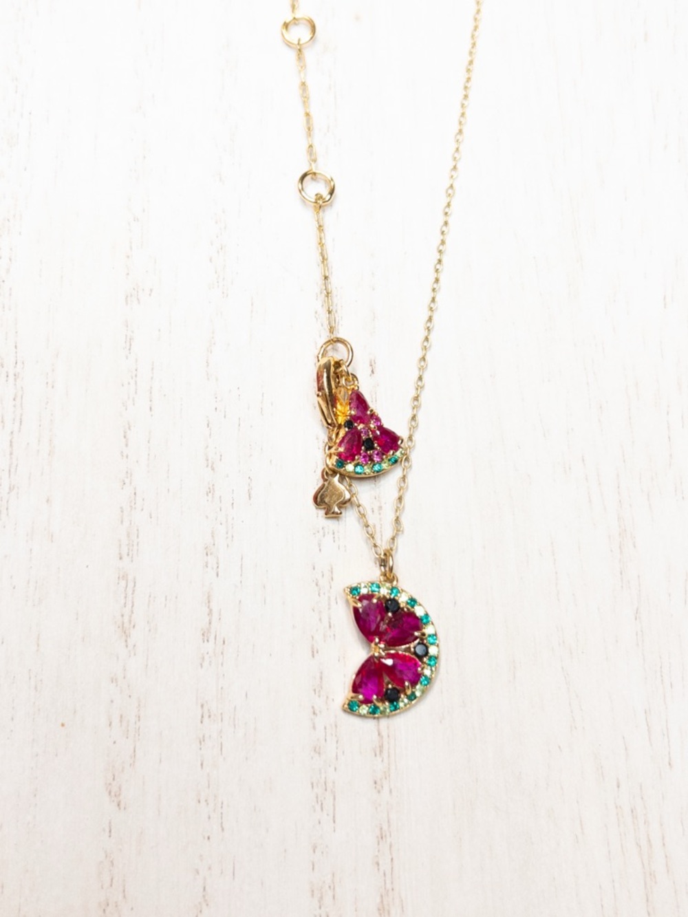 kate spade Watermelon necklace with Ruby and Teal Stones - Picture 4 of 4